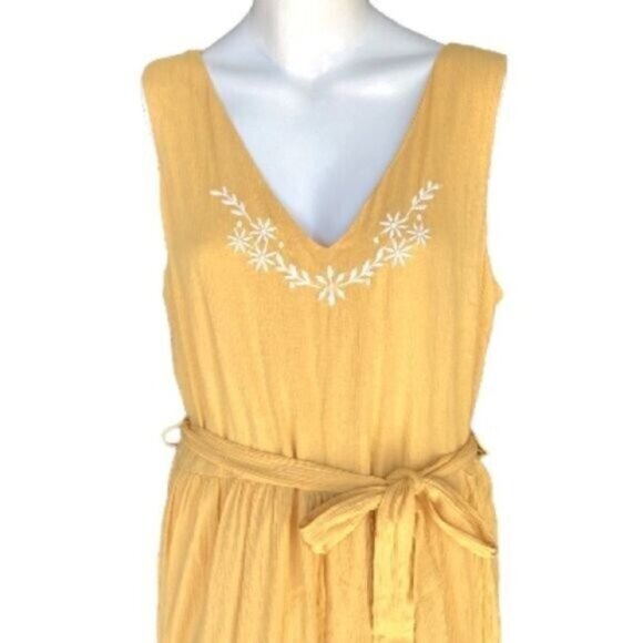 Joie Yellow Romantic Bohemian Flowy Tiered Embroidered Vacation Maxi Dress 12 - Picture 4 of 9